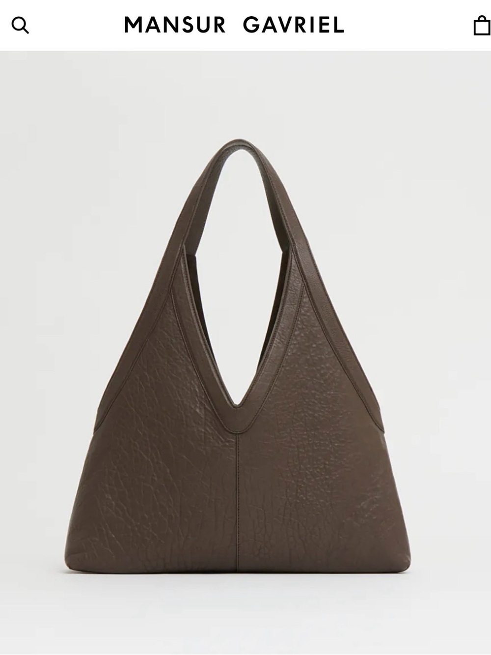Mansur Gavriel Dark Brown Leather V-Handle Shoulder Bag